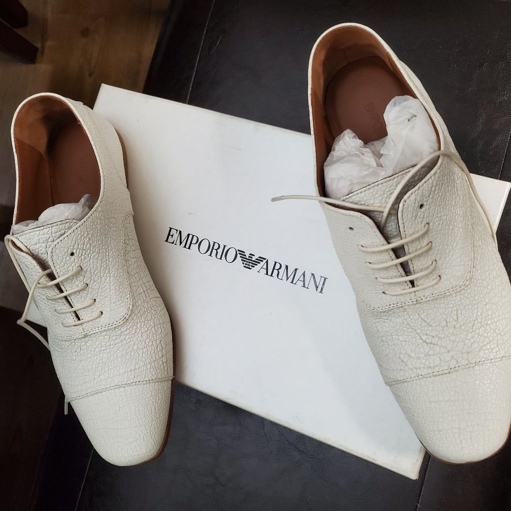 Emporio Armani Lace-Up White Leather Shoes Size 36